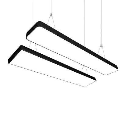 Mixed Metal Pendant Light Rectangular Linear Hanging Ceiling Light in Black