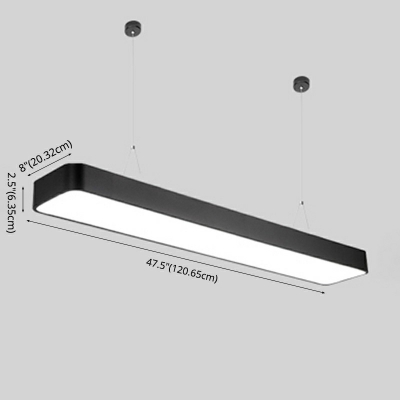 Mixed Metal Pendant Light Rectangular Linear Hanging Ceiling Light in Black
