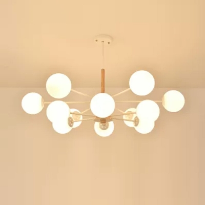 Modern Style Chandelier 12 Lights White Glass Ceiling Pendant Light for Living Room Bedroom