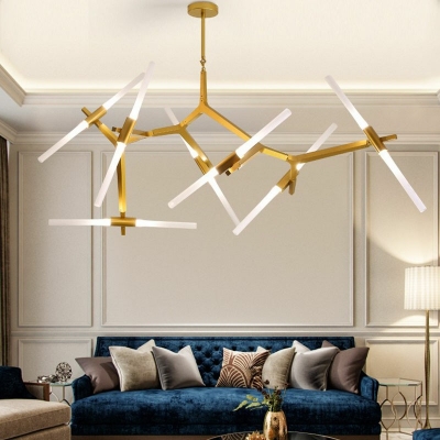 Modern Style LED Pendant Light 14 Lights Metal Glass Chandelier Light for Living Room