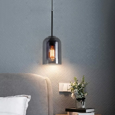 Modern Style LED Pendant Light Minimalism 2 Layers of Glass Hanging Light for Bedside