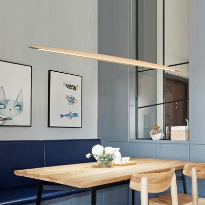 Modern Style LED Pendant Light Minimalism Style Wood Linear Hanging Light for Office