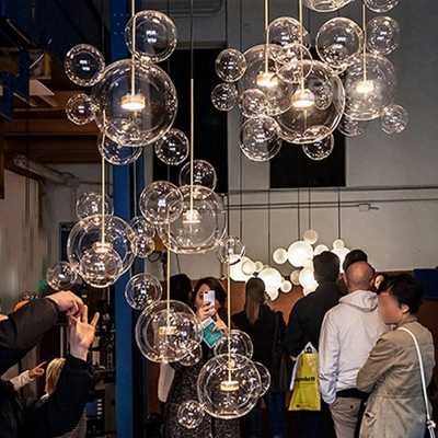 Multiple Glass Ball Pendant Light Contemporary Hanging Light