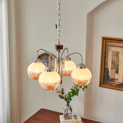 Sliver Traditional Chandelier Lighting Fixtures Vintage 4 Lights Living Room Glass Ceiling Chandelier