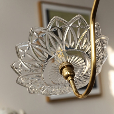 Traditional Chandelier Lighting Fixtures Flower Glass 6 Lights Vintage Living Room Hanging Ceiling Lights