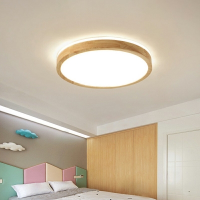 Ultra-Modern Ceiling Mounted Fixture Wood Flush Ceiling Light for Bedroom Dining Room