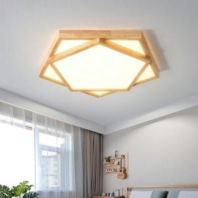 Ultra-Modern Ceiling Mounted Fixture Wood Flush Ceiling Light for Bedroom
