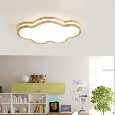 Ultra-Modern Wood Flush Mount Ceiling Lamp 1 Light Flush Mount Fixture for Bedroom
