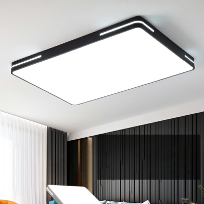 1-Light Flush Mount Lamp Minimalism Style Rectangular Linear Shape Metal Ceiling Mounted Light