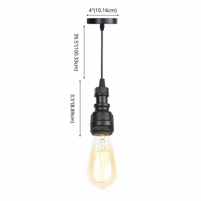 1-Light Pendant Lighting Fixtures Industrial-Style Exposed Bulb Shape Metal Pendulum Light