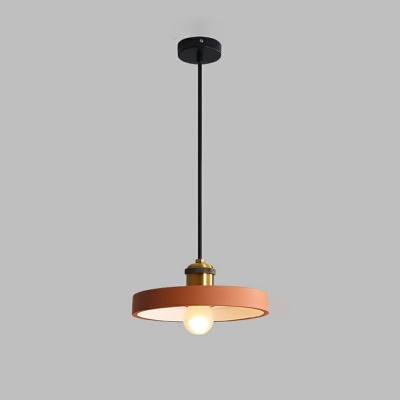 1 Light Round Plate Shade Hanging Light Modern Style Aluminum Alloy Pendant Light for Living Room