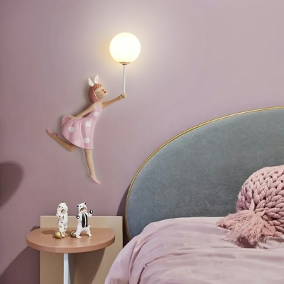 1-Light Wall Mounted Lights Kids Style Girl Shape Plastic Sconce Light Fixture