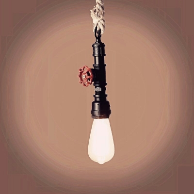 1 Light Water Pipe Shade Hanging Light Industrial Style Metal Pendant Light for Dinning Room