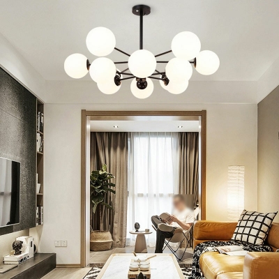 12 Lights LED Pendant Light Modern Style Glass Globe Chandelier Light for Living Room