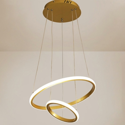 2 Lights  Multi-Layer Shade Hanging Light Modern Style Metal Pendant Light for Living Room
