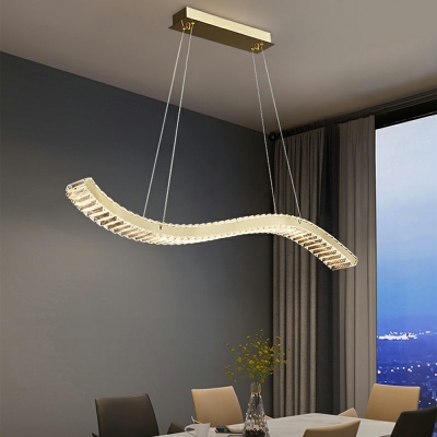 Contemporary Waves Ceiling Lamp Fixtures Cystal Wrapped ​Island Pendant