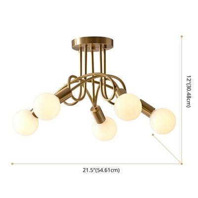Industrial Style LED Flushmount Light 5 Lights Nordic Style Metal Gold Celling Light for Bedroom