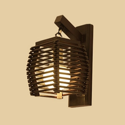 Japanese Style LED Wall Sconce Modern and Simple Wood Wall Light for Courtyard