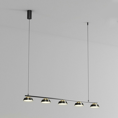LED Island Lighting Fixtures Metal Minimalism Dinning Room Chandelier Lamp in Black
