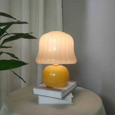 Minimalism Table Lamp White Glass Yellow Color Nights and Lamp for Bedroom