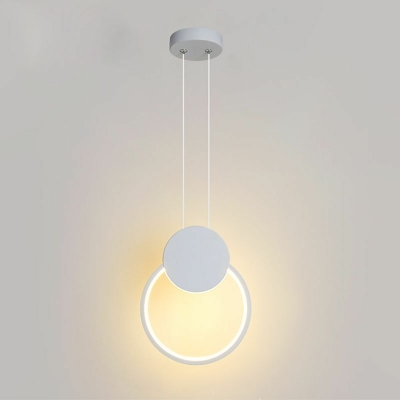 Modern Style LED Pendant Light Minimalism Circle Metal Acrylic Hanging Light for Bedside