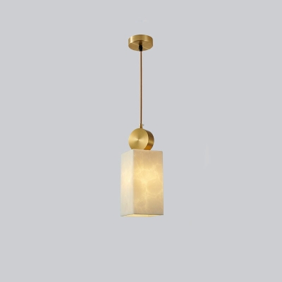 Modern Style LED Pendant Light Minimalism Style Square Stone Hanging Light for Bedside