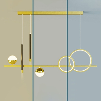Modern Style Linear Shaped Island Pendant Acrylic 5 Light Island Light for Living Room