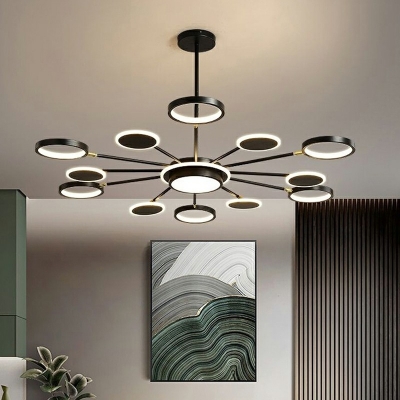 Postmodern Style LED Chandelier Light 12 Lights Metal Acrylic Nordic Style Pendant Light for Living Room
