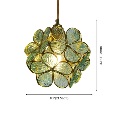 Tiffany 1 Light Pendant Lights Brass Flower Globe Vintage Elegants Ceiling Light Fixtures for Bedroom 