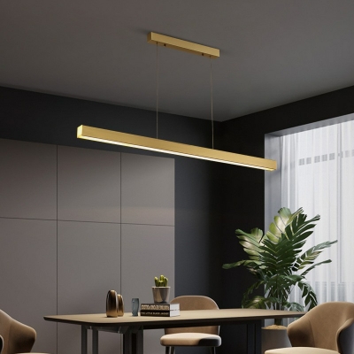 1-Light Island Light Fixtures Minimal Style Linear Shape Metal Hanging Light Kit