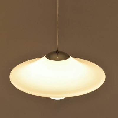 1-Light Milk Glass Pendant Light Vintage Hanging Lamp ​in White