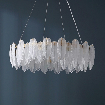 10-Light Chandelier Light Fixture Minimalist Style with Shade Shape Glass Multi Pendant Light