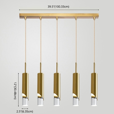 5-Light Multi Light Pendant Contemporary Style Tube Shape Metal Ceiling Suspension Lamp
