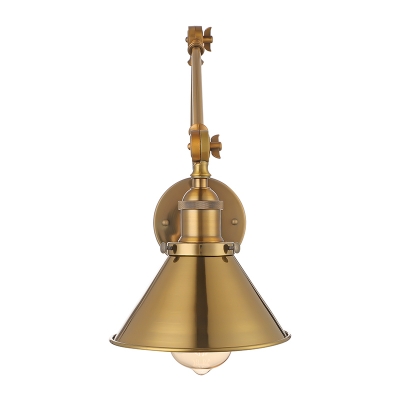 Brushed Brass Single Wall Sconce Swing Arm Picture Light for Living Room Bedside