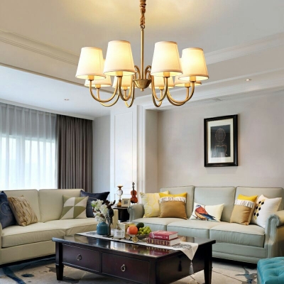 Design Style Chandelier 8 Head Fabric Lampshade Ceiling Chandelier for Bedroom Living Room