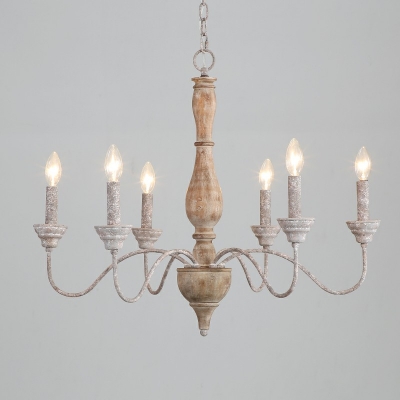 French Retro Style Chandelier 6 Head Vintage Ceiling Chandelier for Bedroom Dining Room