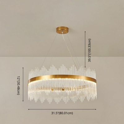 Modern Style LED Island Light Platting Metal Crystal Round Nordic Style Pendant Light for Living Room