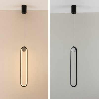 Modern Style LED Pendant Light Nordic Style Oval Metal Acrylic Hanging Light for Bedside