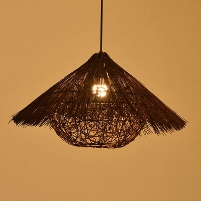 Southeast Asia LED Pendant Light Modern Style Hand-made Rattan Hanging Light for Homestay