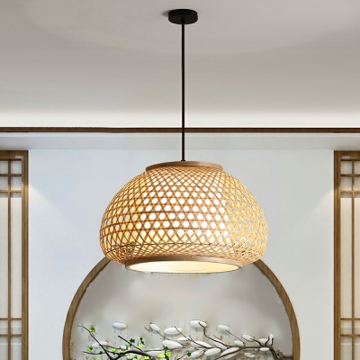Southeast Asia Style Hanging Light Braided Rattan LED Pendant Light for Dinning Room
