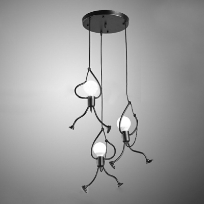 Vintage Industrial Ceiling Light Swing Wrought Iron 3 Lights Cluster Pendant