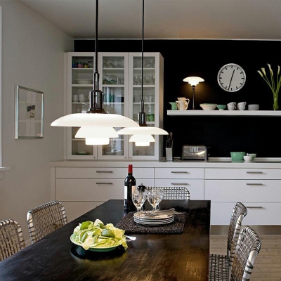 White Pendants Lights Multi-Layer Glass Modern Minimalist Hanging Light Fixtures for Kitchen