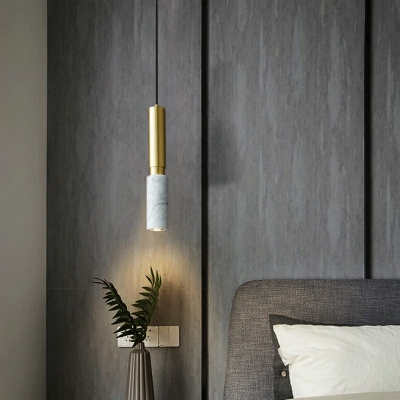 1-Light Hanging Light Modern Style Tube Shape Stone Pendant Light Fixture