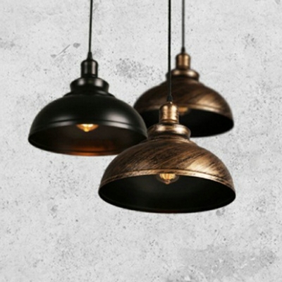 1-Light Pendant Light Fixture ​Industrial-Style Bowl Shape Metal Hanging Light