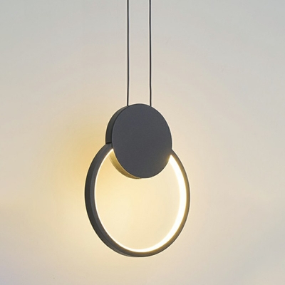 1-Light Pendant Lighting Contemporary Style Ring Shape Metallic Pendulum Lights