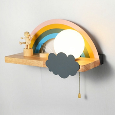 1-Light Sconce Lights Kids Style Rainbow Shape Glass Wall Mounted Lights