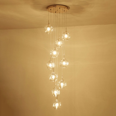 10 Lights Cluster Pendant Modern Iron and Glass Shade Cluster Pendant Light for Living Room