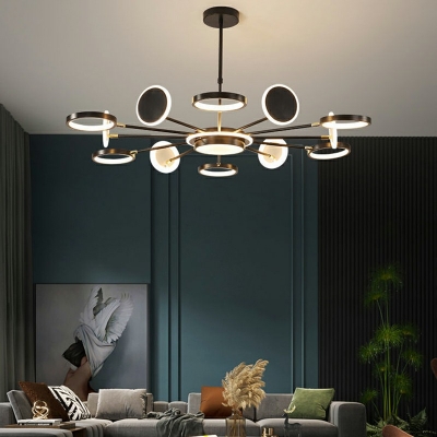 14-Light Chandelier Lighting Modern Style Ring Shape Metal Hanging Light Fixtures