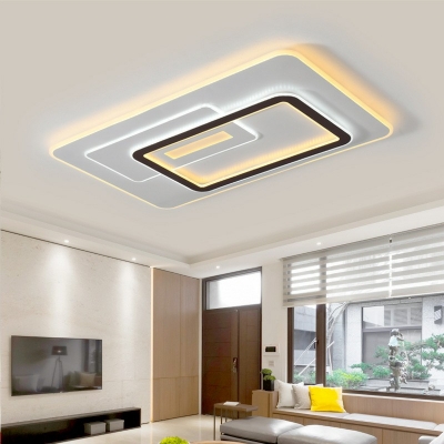 3-Light Flush Mount Fixture Modern Style Rectangle Shape Metal Close to Ceiling Lighting