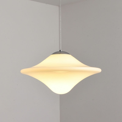 Contemporary Milk Glass Pendant Light Flying Saucer Hanging Ceiling Light